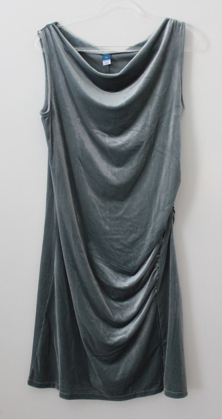 Old Navy Womens Off-the-Shoulder Ruched Velvet Mini Dress Underwater Size L Tall